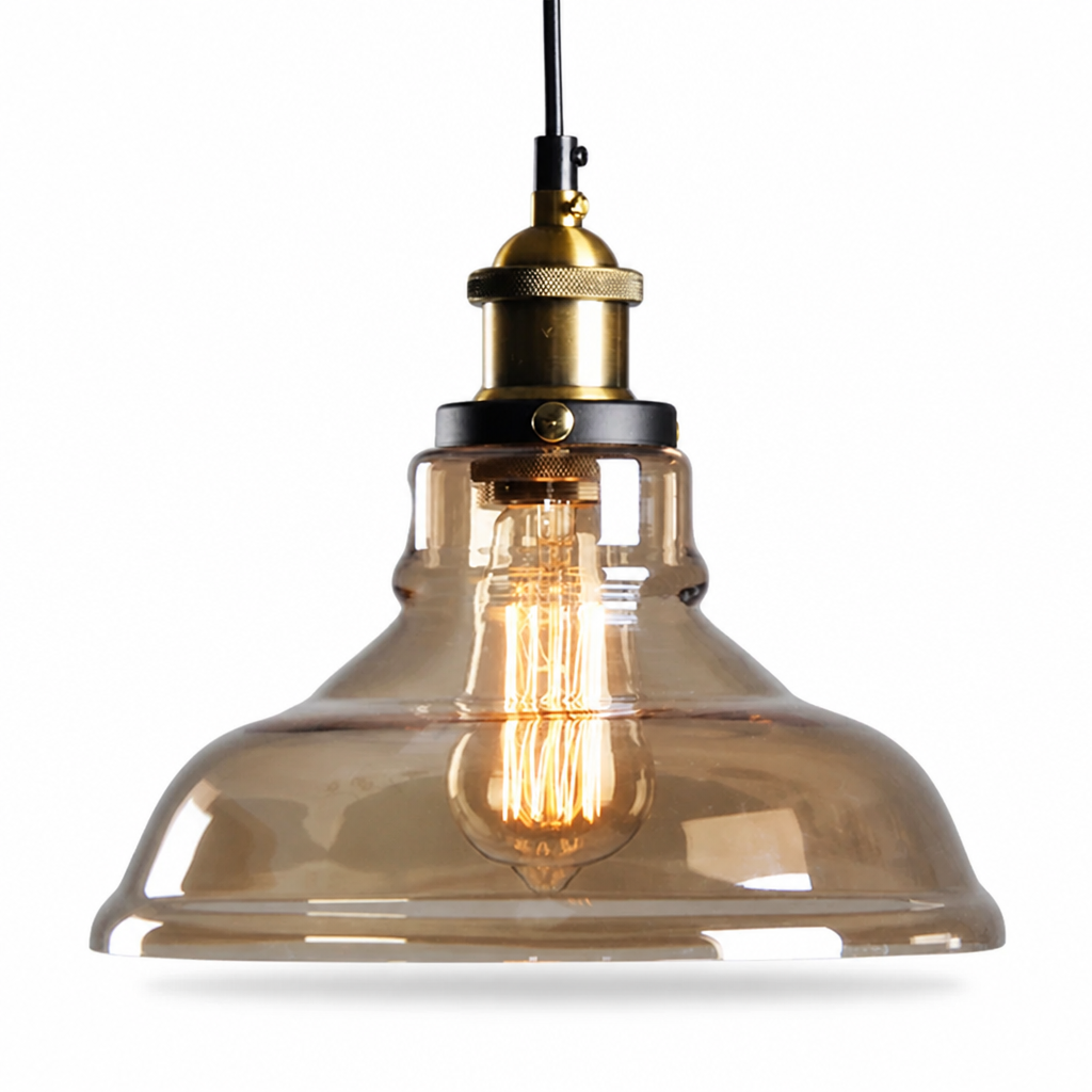 Pendant Light Art Deco Grey Glass & Galvanized Metal Dimmable