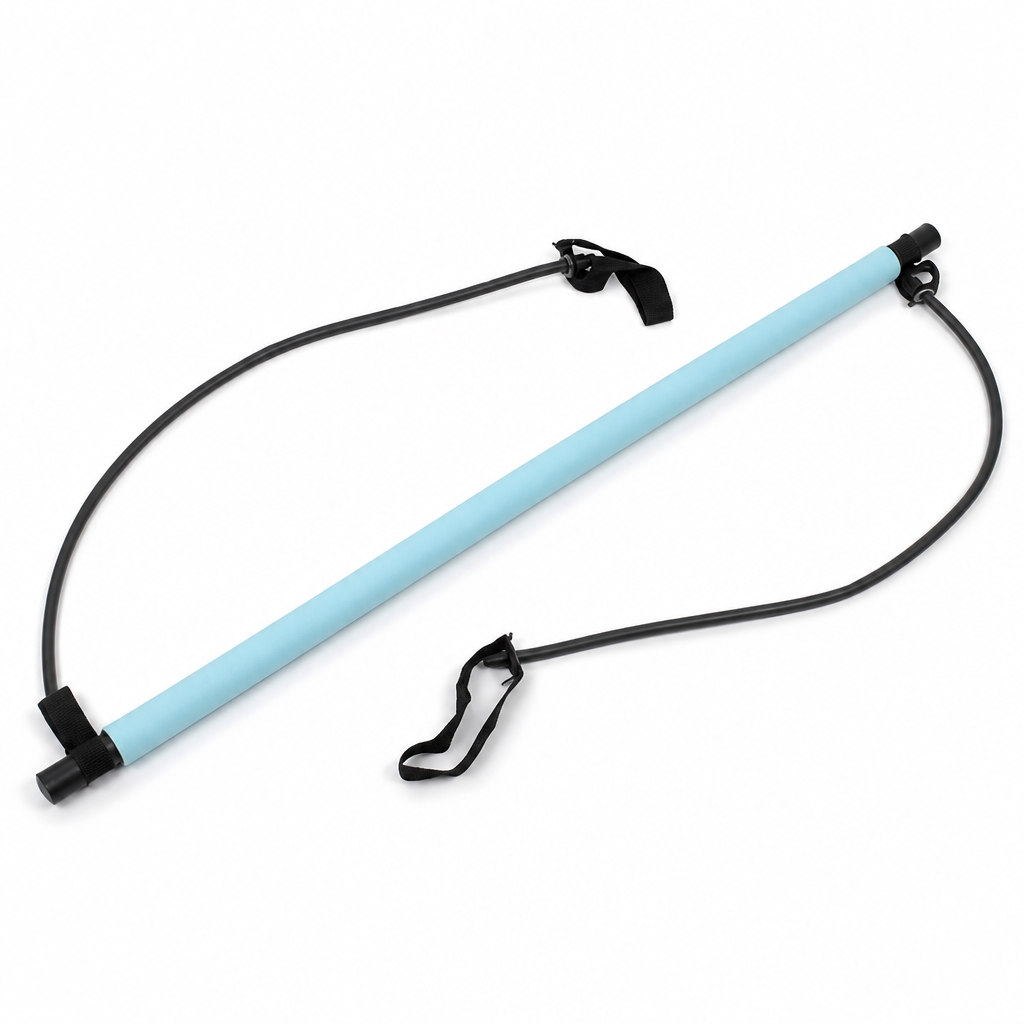 Pilates Bar Set Adjustable Bands & Anti-Slip Straps