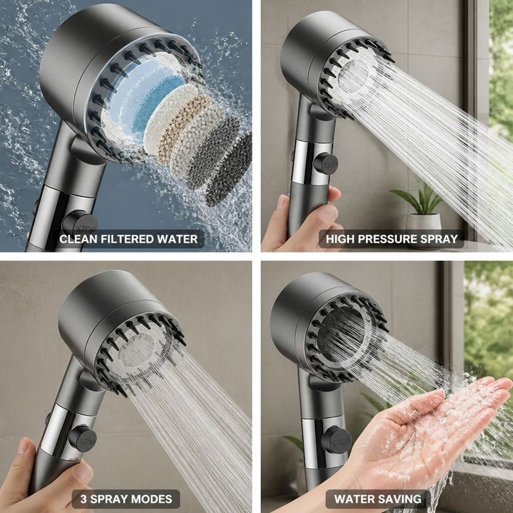 Shower Head Filtered High-Pressure Water-Saving