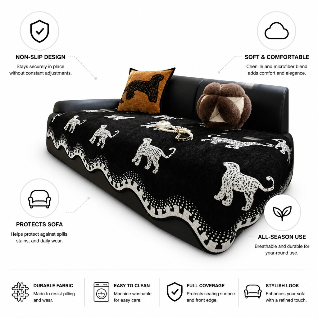 Sofa Cover Non-Slip Chenille Microfiber Lion Print