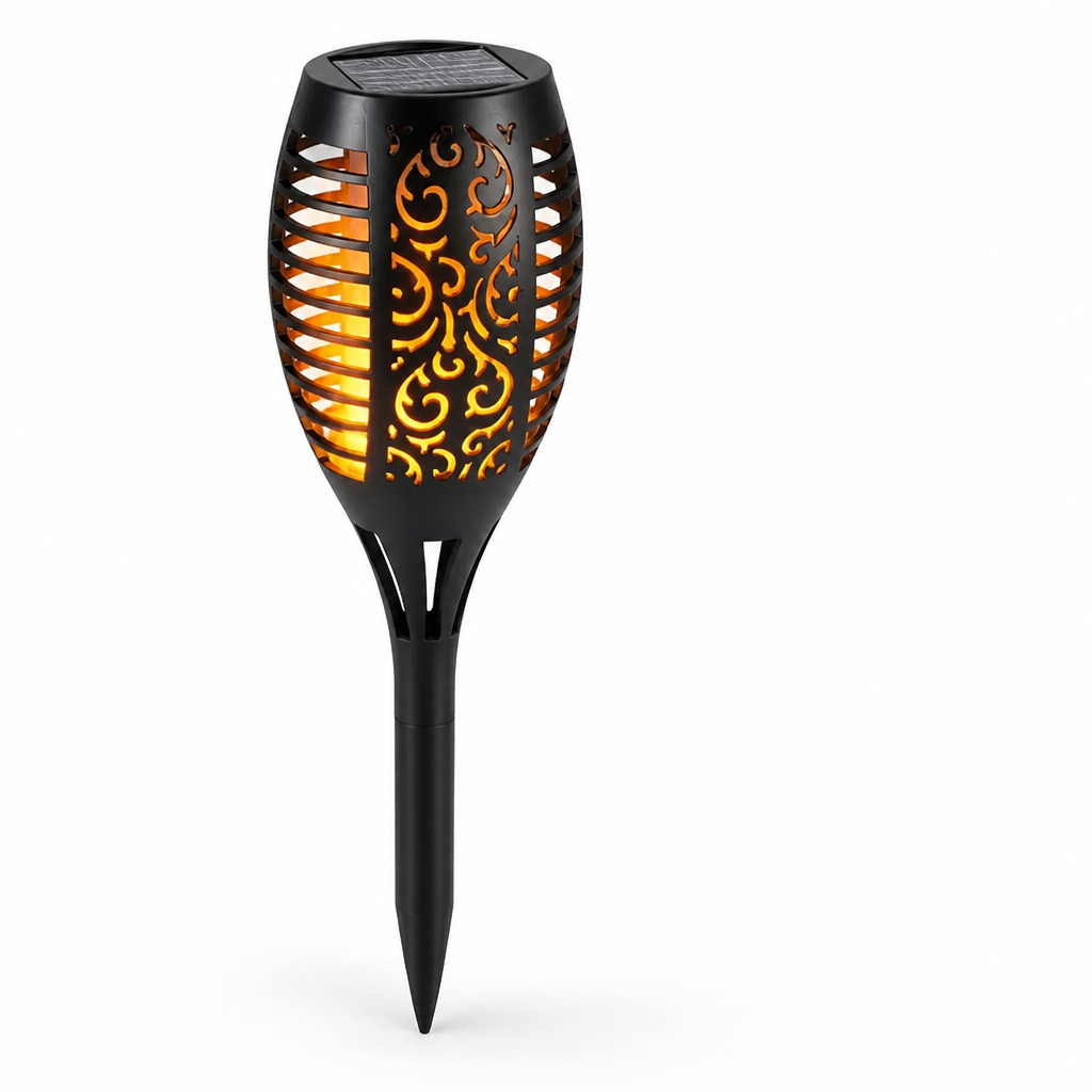 Solar Torch Light Flickering Flame Dusk-To-Dawn Waterproof