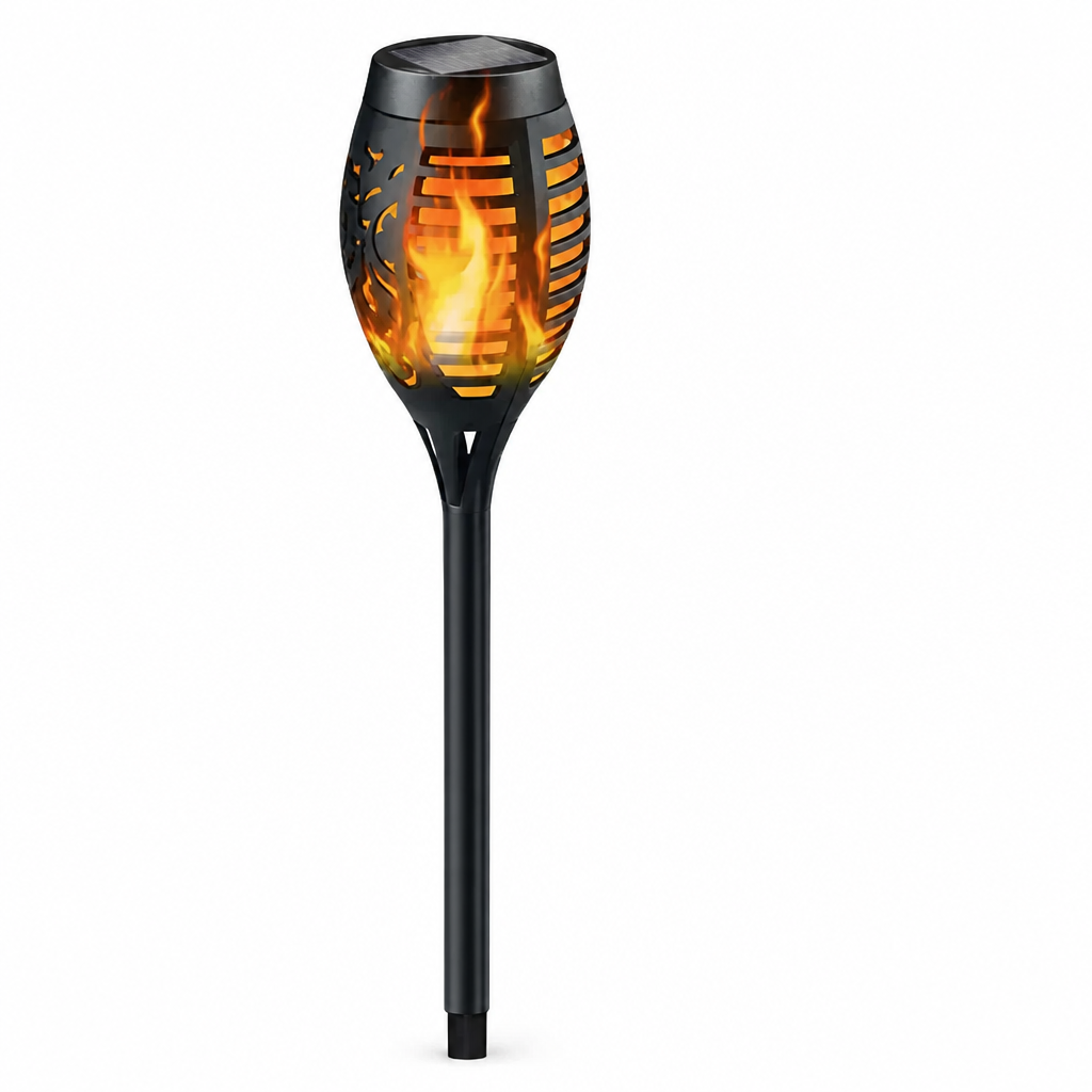 Solar Torch Light Flickering Flame Dusk-To-Dawn Waterproof