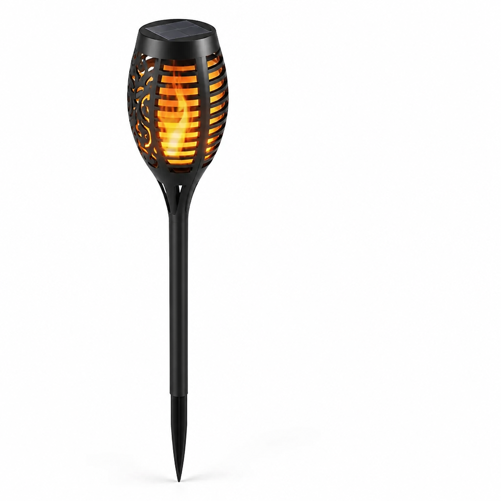 Solar Torch Light Flickering Flame Dusk-To-Dawn Waterproof