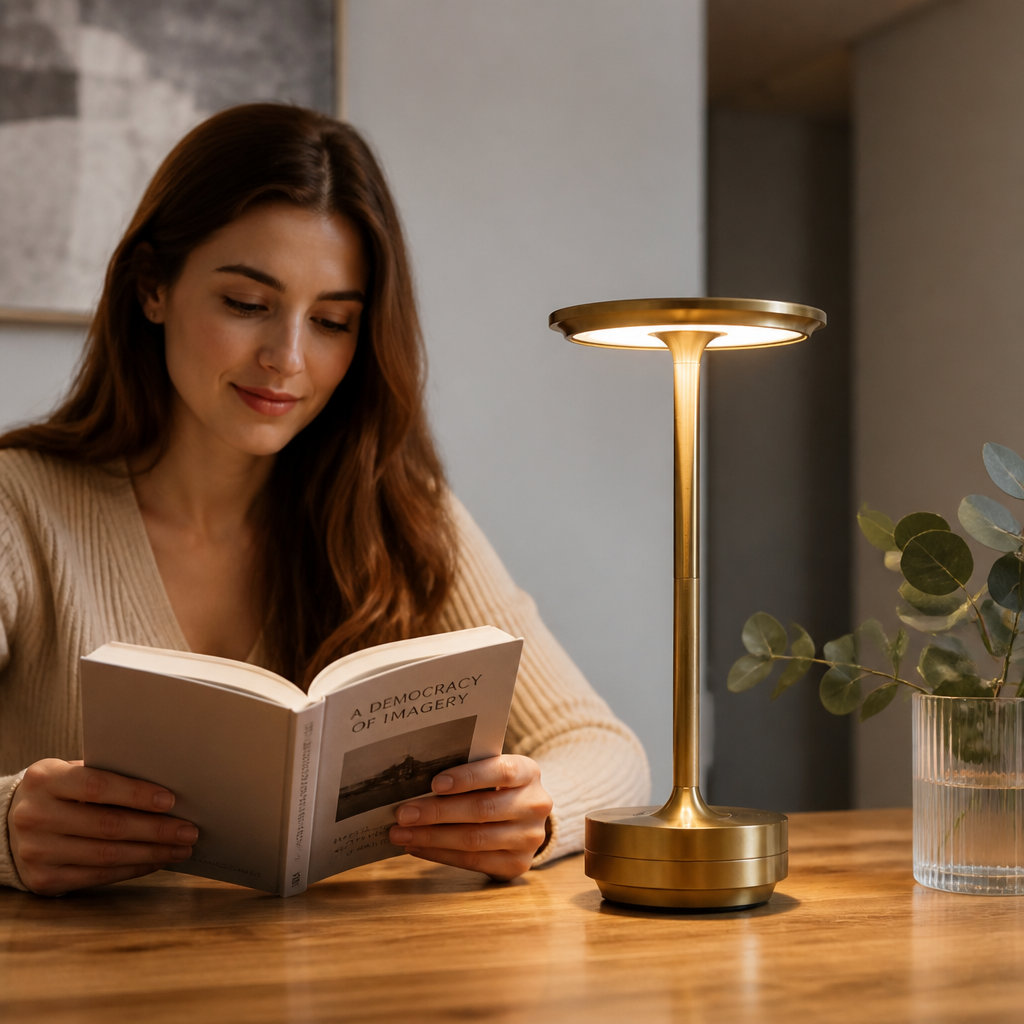 Table Lamp Cordless Touch Control & Crystal Shade