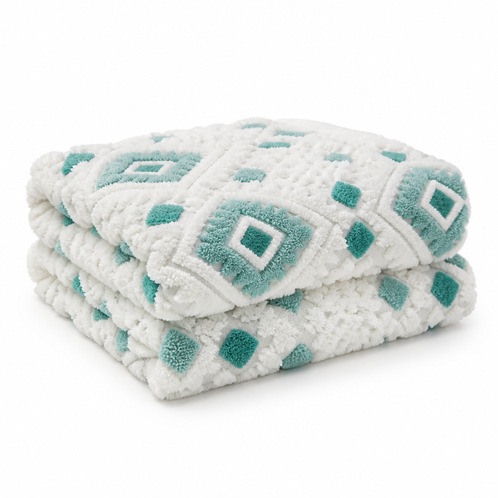 Throw Blanket Double-Layer Microfiber Diamond Pattern