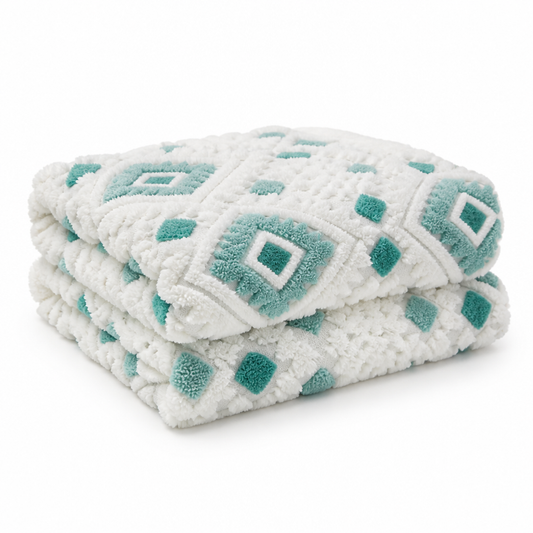 Throw Blanket Double-Layer Microfiber Diamond Pattern