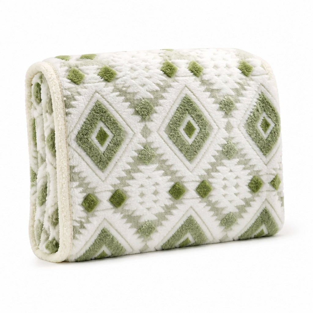 Throw Blanket Double-Layer Microfiber Diamond Pattern
