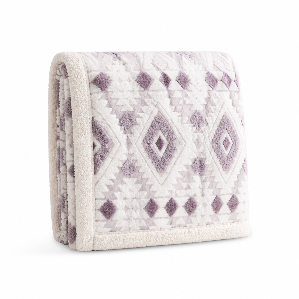 Throw Blanket Double-Layer Microfiber Diamond Pattern