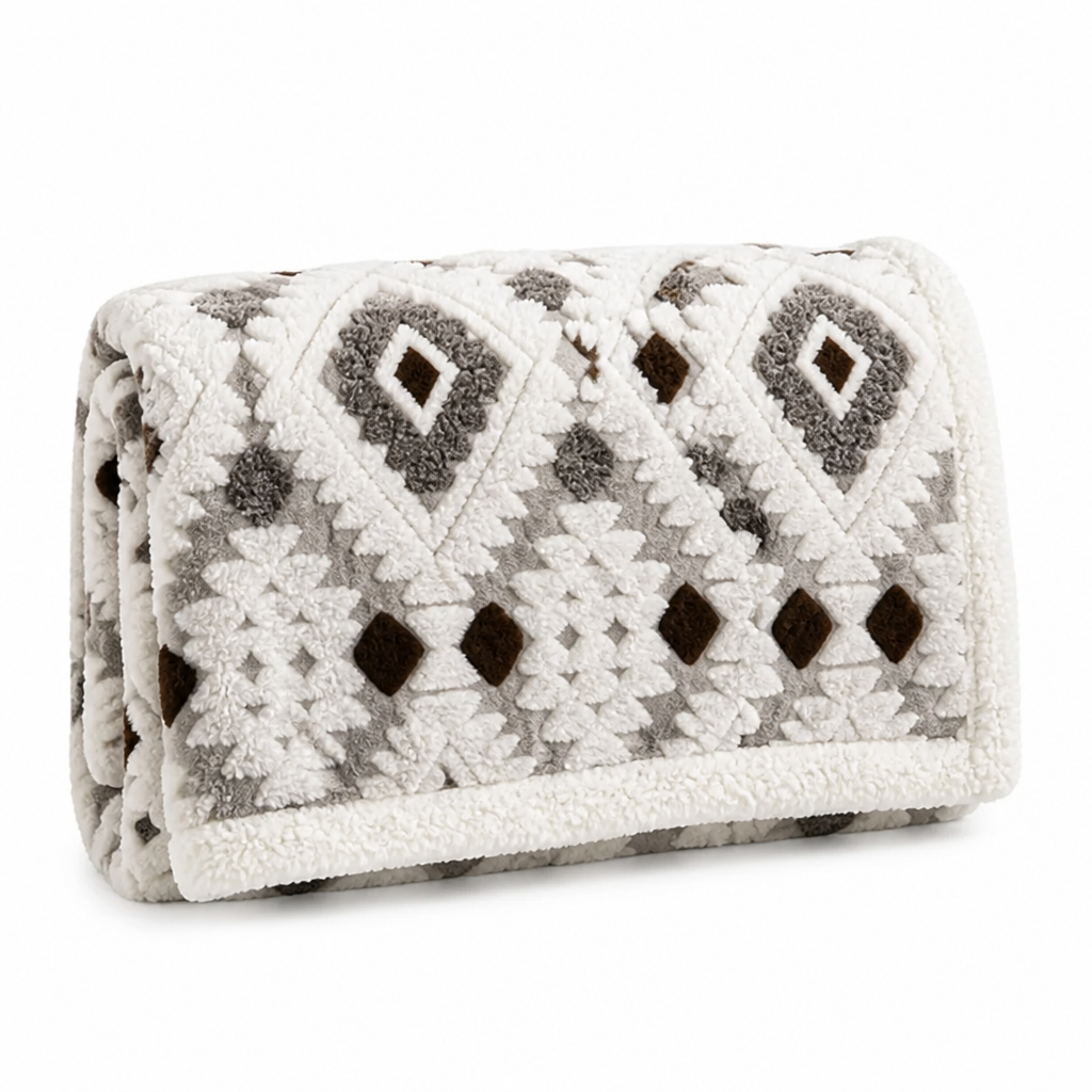 Throw Blanket Double-Layer Microfiber Diamond Pattern