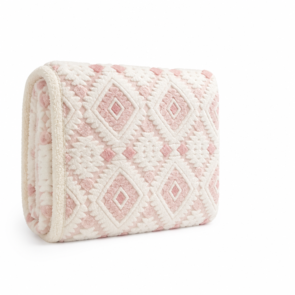 Throw Blanket Double-Layer Microfiber Diamond Pattern