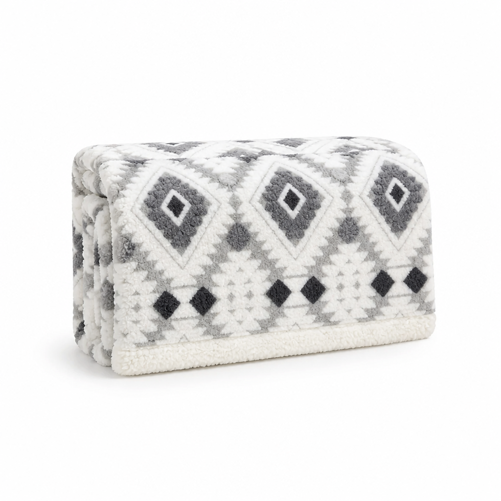 Throw Blanket Double-Layer Microfiber Diamond Pattern
