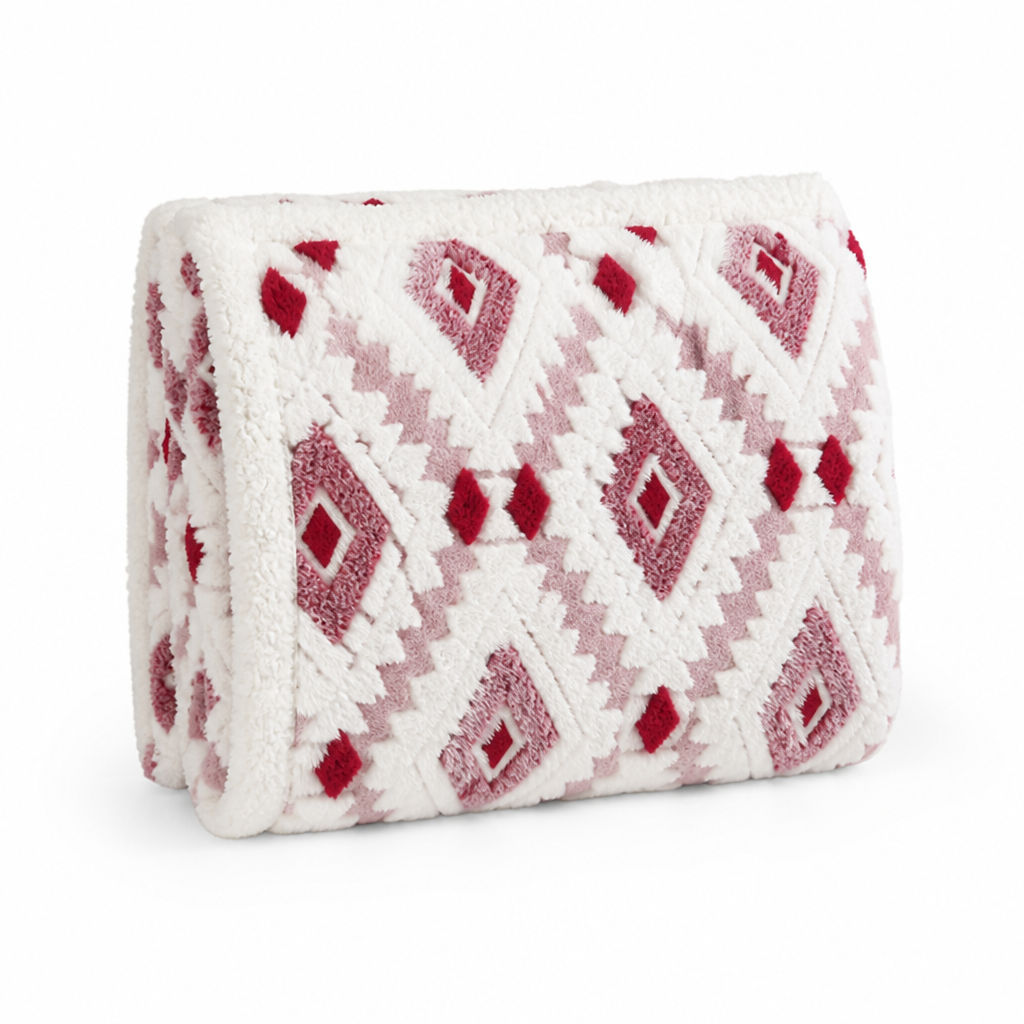 Throw Blanket Double-Layer Microfiber Diamond Pattern