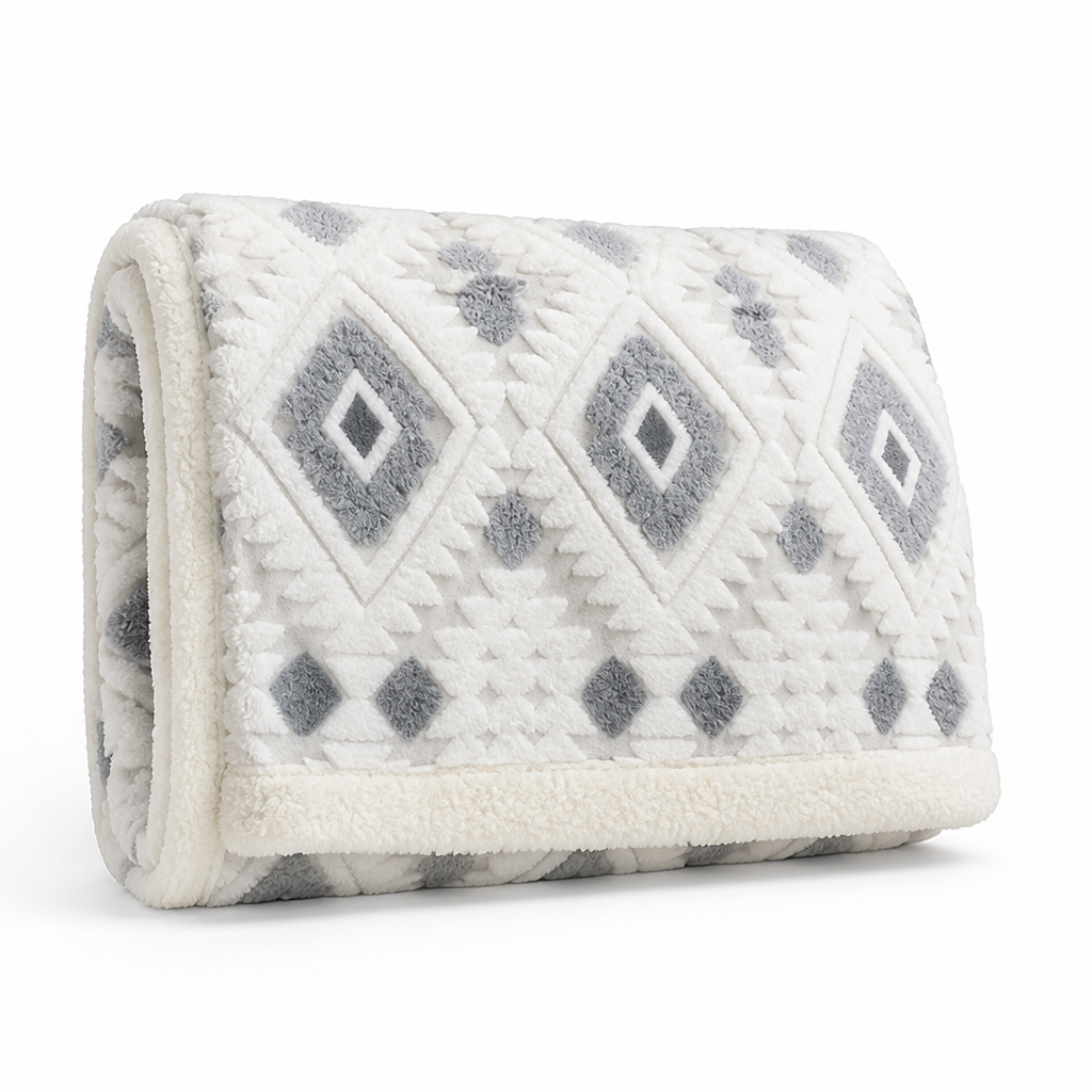 Throw Blanket Double-Layer Microfiber Diamond Pattern