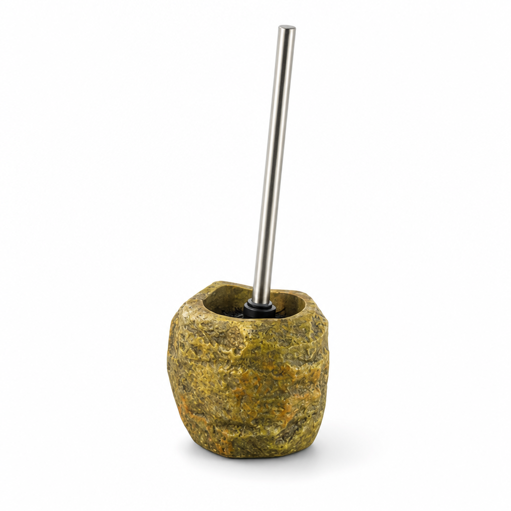 Toilet Brush Stone-Inspired Ceramic Removable Handle & Bristles