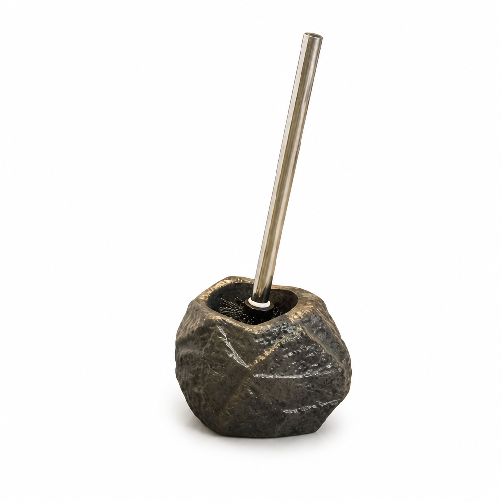 Toilet Brush Stone-Inspired Ceramic Removable Handle & Bristles