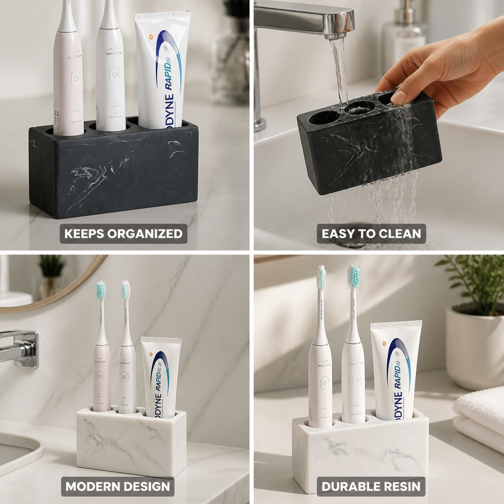 Toothbrush Holder Resin Swirl Matte Finish