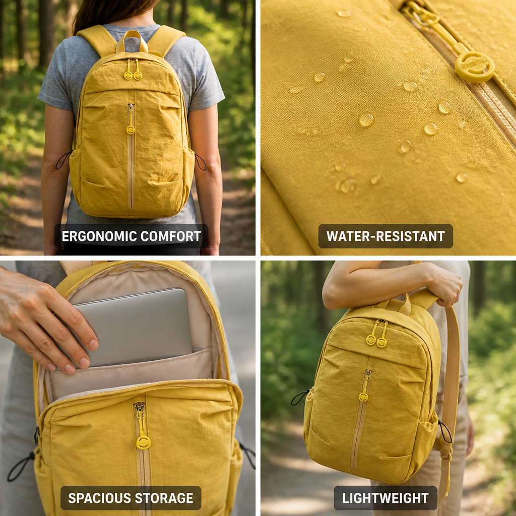 Travel Backpack Lightweight Water-Resistant Nylon Ergonomic Straps