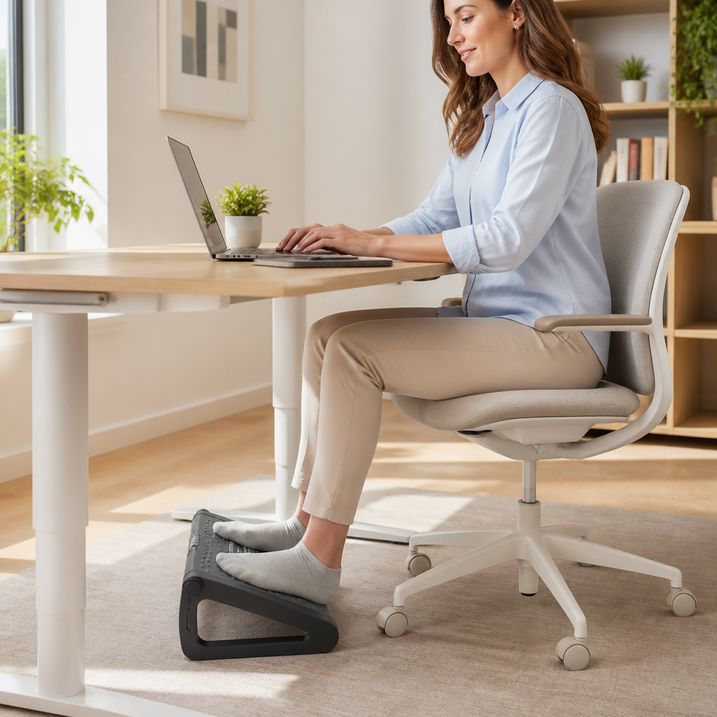 Under Desk Foot Rest Adjustable 6-Position Dual Texture