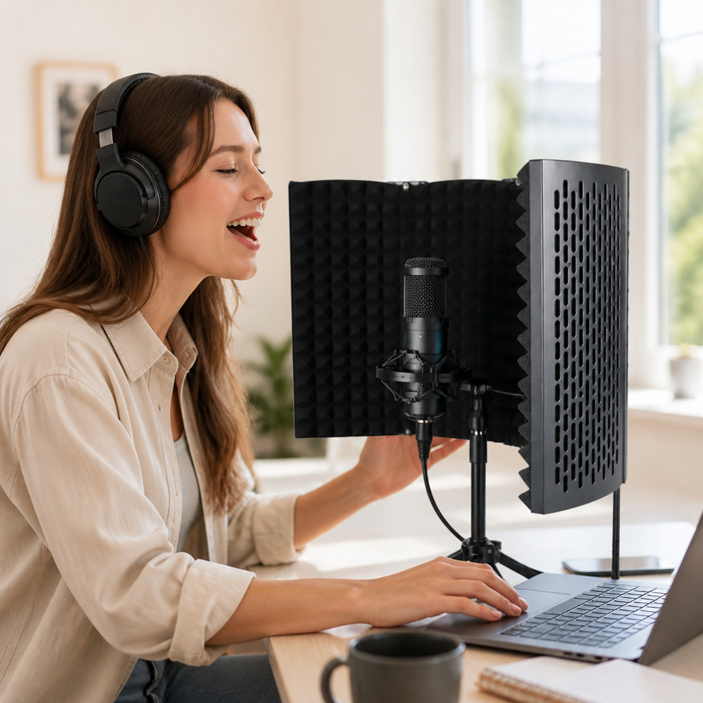 Vocal Booth Portable Sound Isolation & Adjustable Lighting