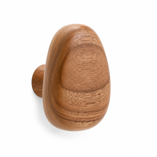 Wall Hook Pebble-Shaped Solid Wood Adhesive Backing