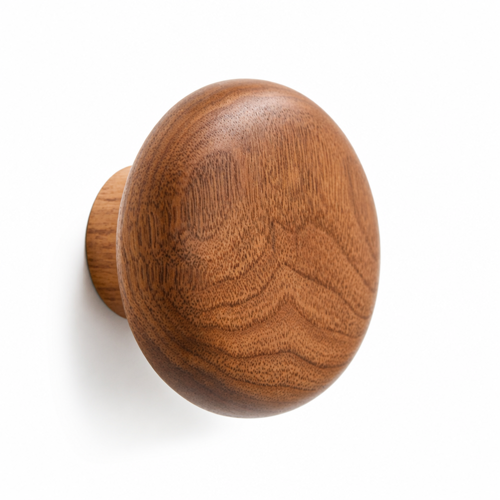 Wall Hook Pebble-Shaped Solid Wood Adhesive Backing