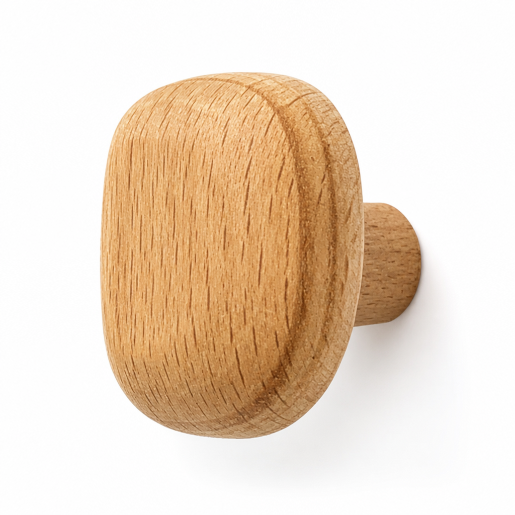 Wall Hook Pebble-Shaped Solid Wood Adhesive Backing