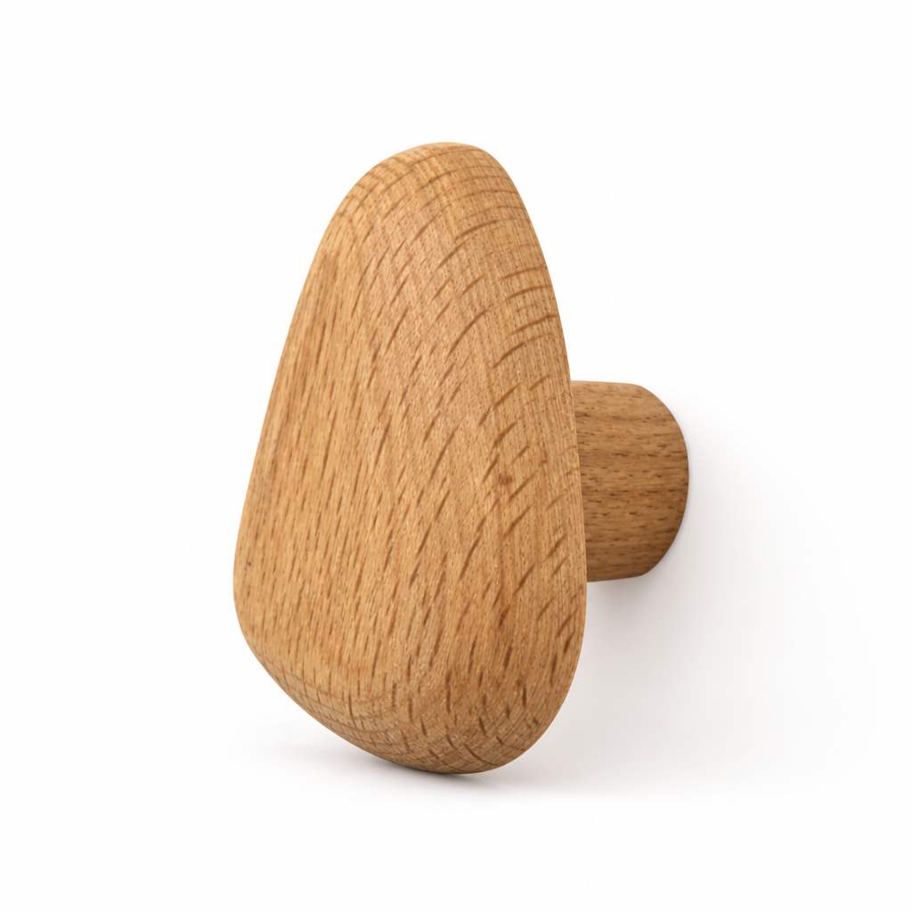 Wall Hook Pebble-Shaped Solid Wood Adhesive Backing