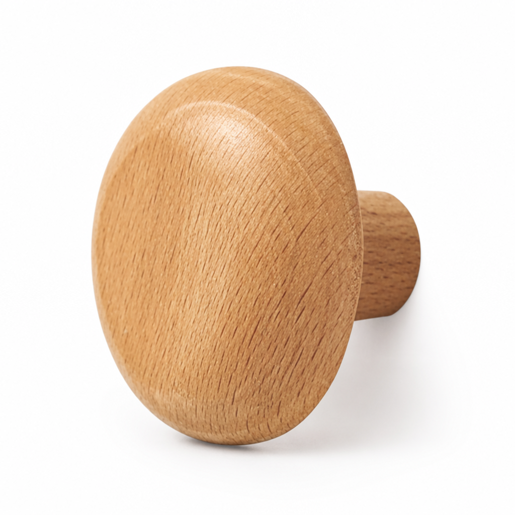 Wall Hook Pebble-Shaped Solid Wood Adhesive Backing