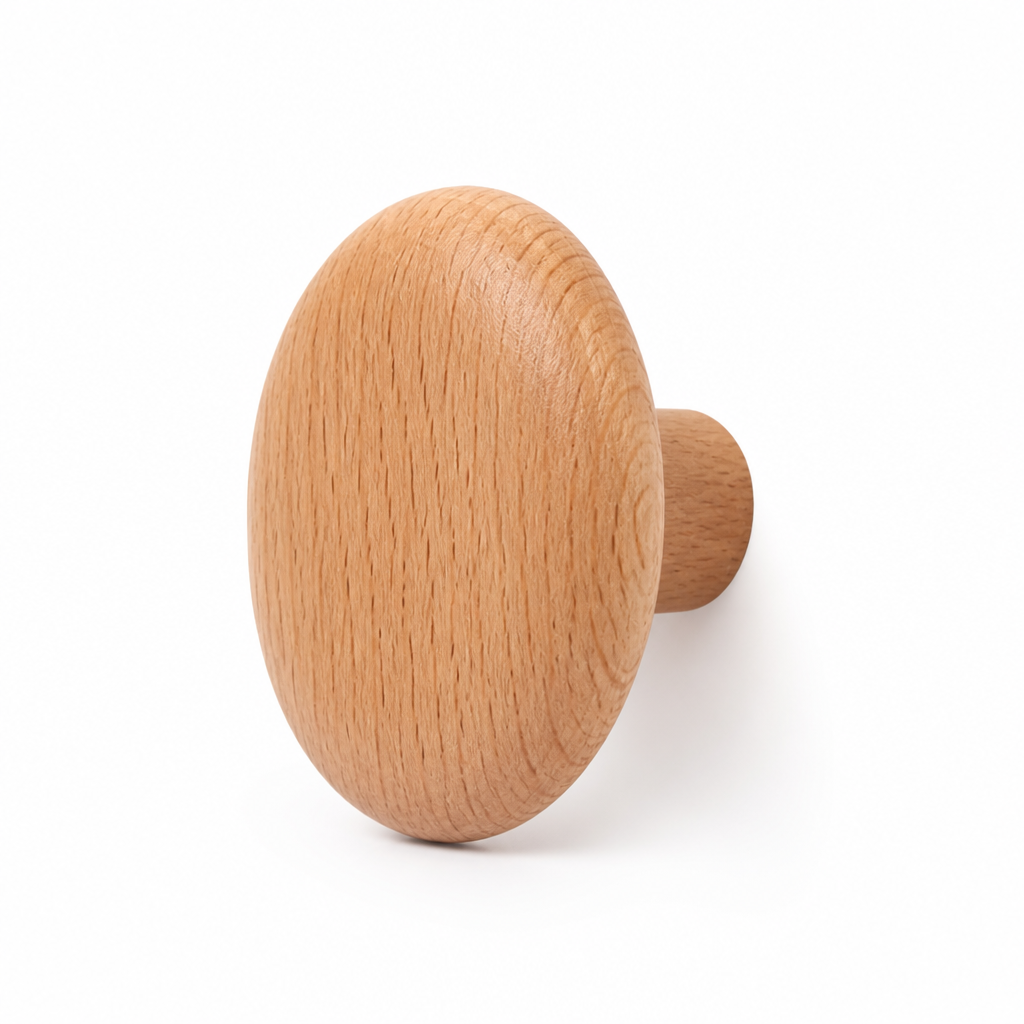 Wall Hook Pebble-Shaped Solid Wood Adhesive Backing