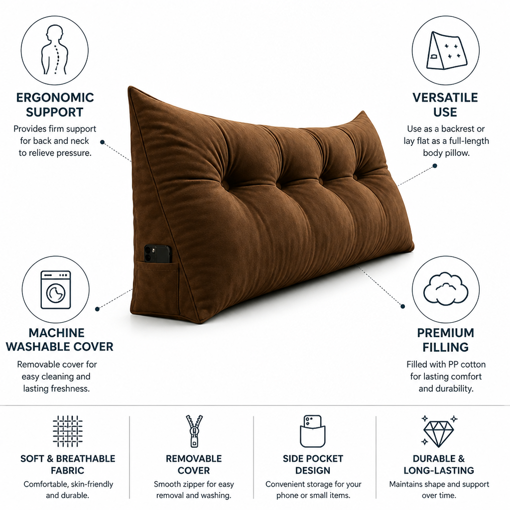 Wedge Pillow Ergonomic Firm Support & Machine-Wash Cover