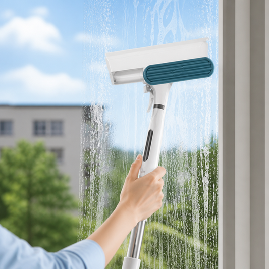 Window Squeegee Built-In Sprayer & Extendable Handle