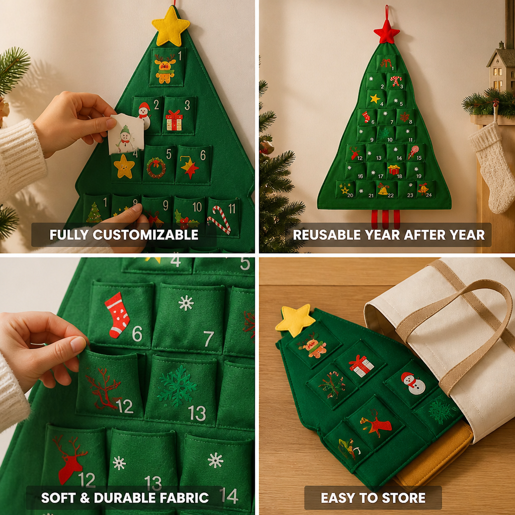 Advent Calendar Reusable Fabric 24 Compartments