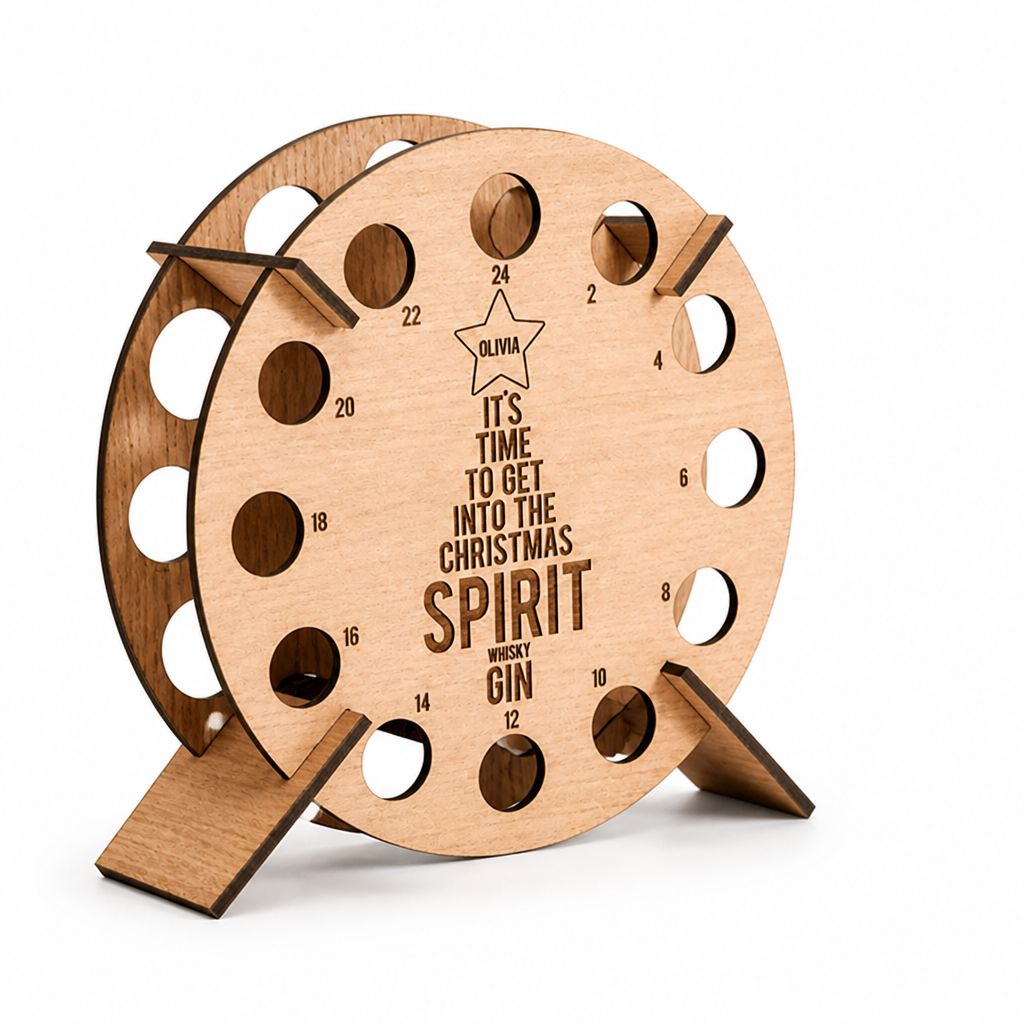 Advent Calendar Wooden 24-Day Mini Wine & Beer Bottles