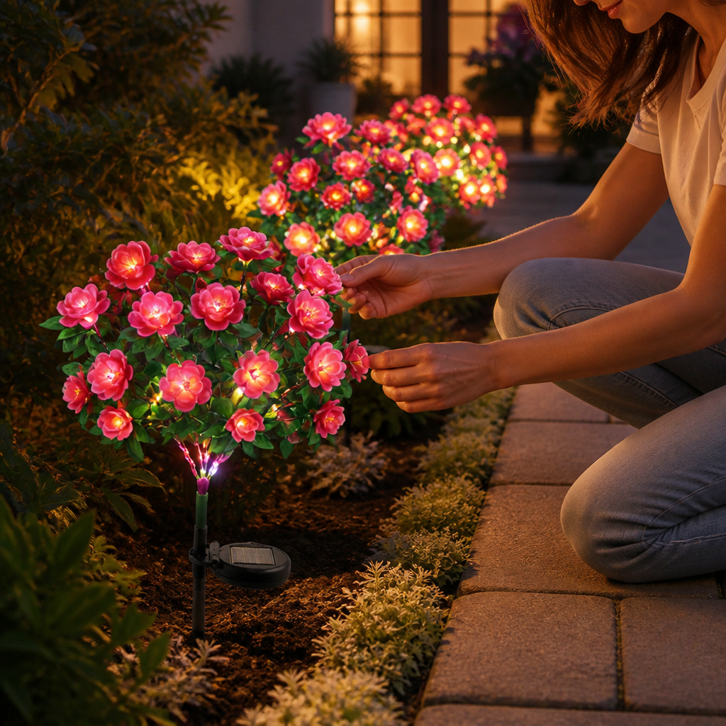Automatic Dusk-to-Dawn Flower-Shaped Solar Garden Light