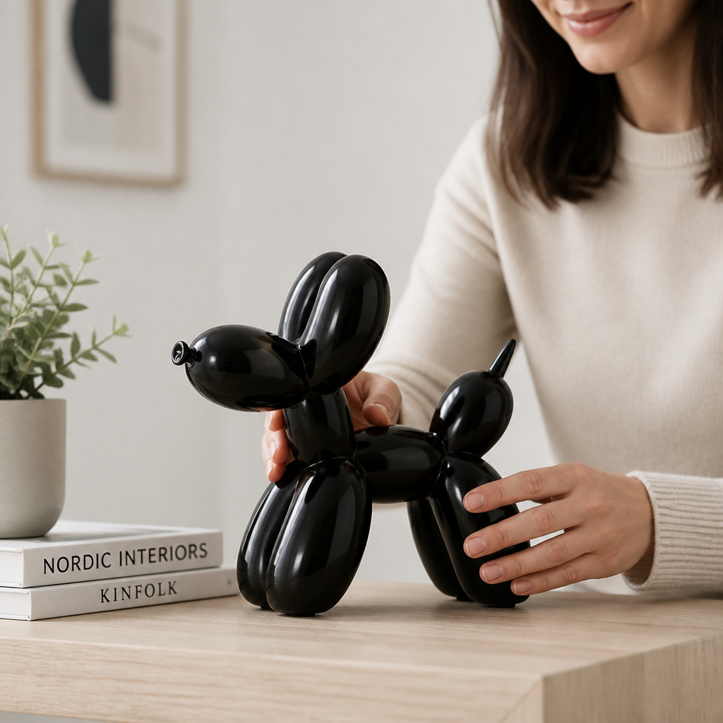 Balloon Dog Sculpture Modern Polished Compact With Furniture Pads