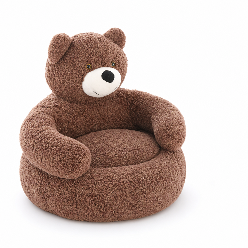 Bear-Shaped Plush Cat Bed (Machine Washable)