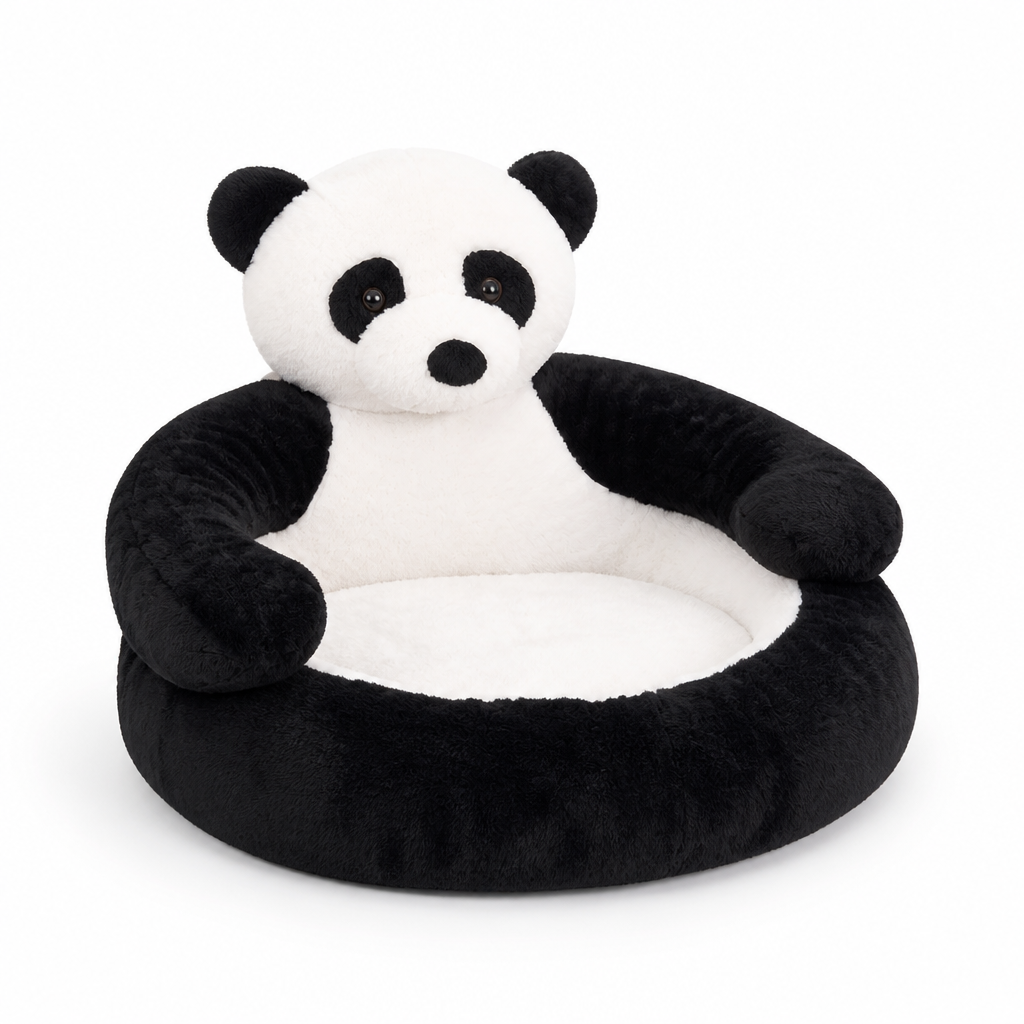 Bear-Shaped Plush Cat Bed (Machine Washable)