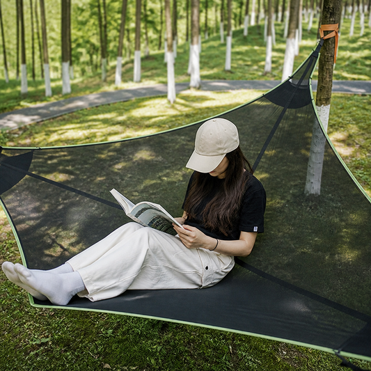 Breathable Mesh Triangle Hammock (Straps, Carabiners & Storage Bag)