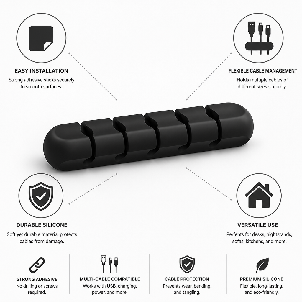 Cable Clips Self-Adhesive Silicone