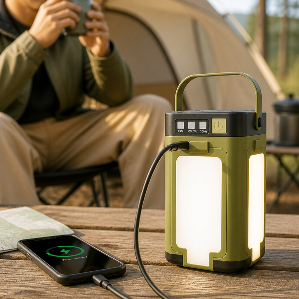 Camping Lantern Foldable Solar Power Bank 6 Light Modes
