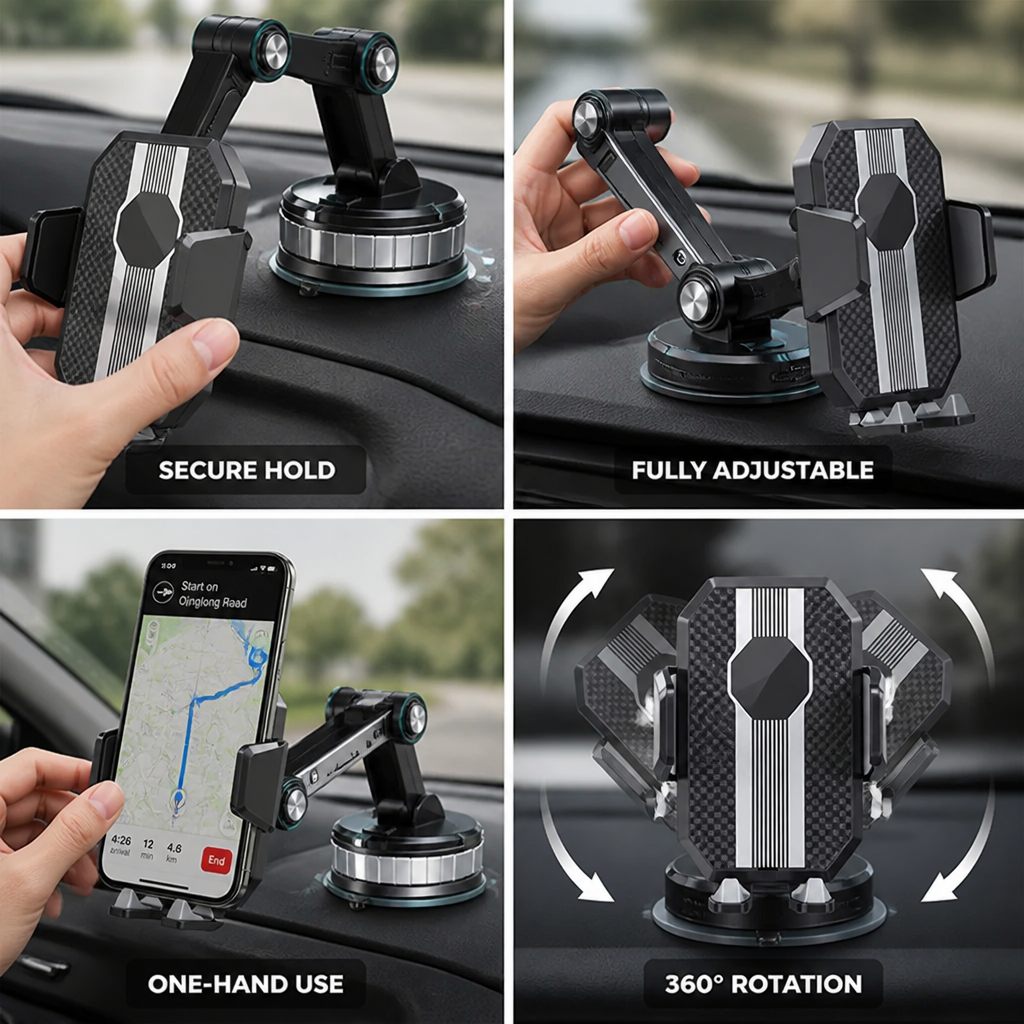 Car Phone Mount Suction Cup 360° Rotating