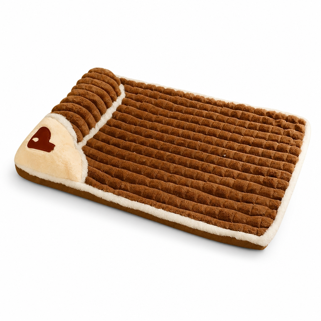 Checkered Coral Fleece Faux Fur Dog Bed (Small & Medium Dogs)