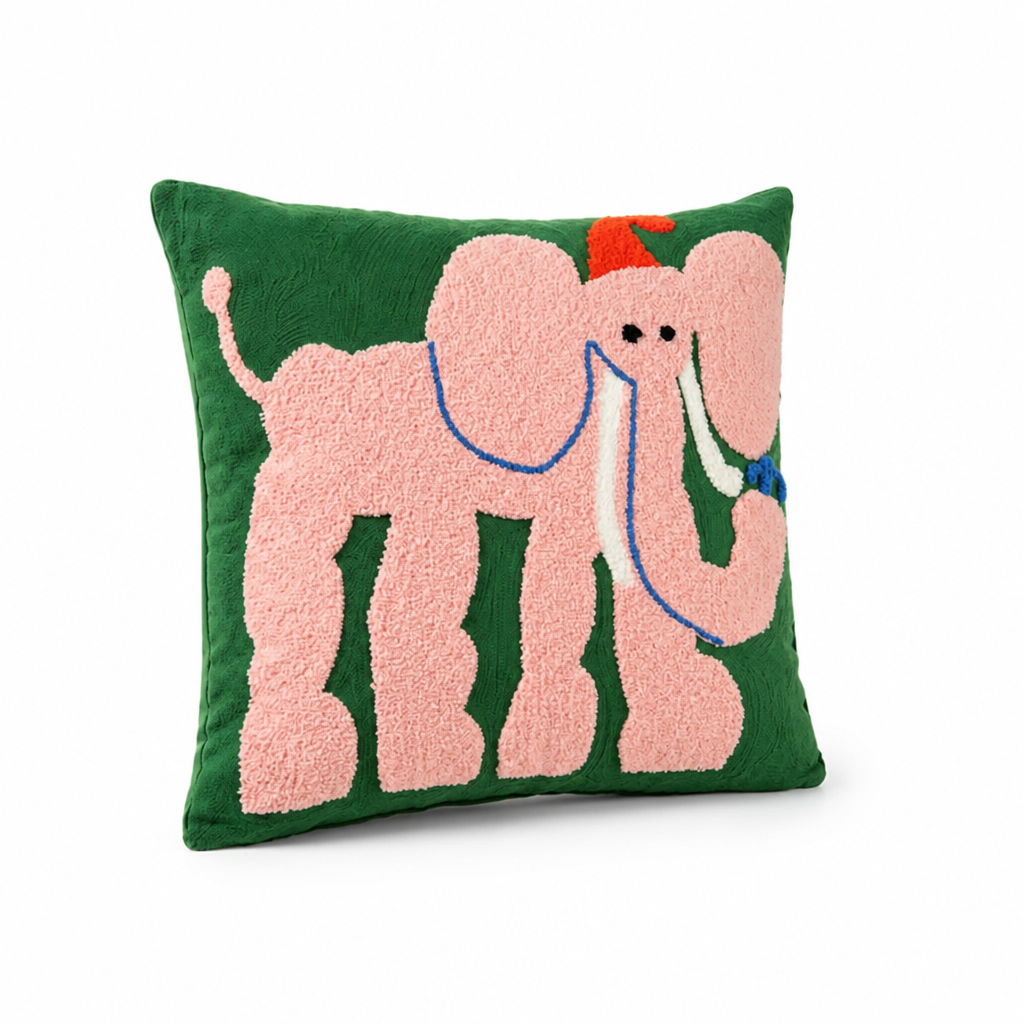 Cushion Cover Embroidered Animal Motif 45x45 cm