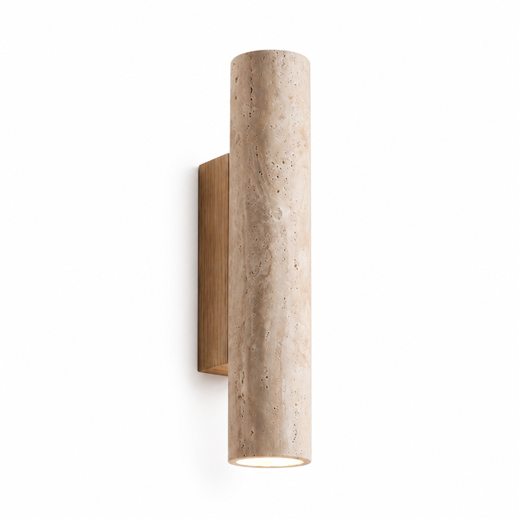 Cylindrical Wall Light Stone-Effect Up & Down