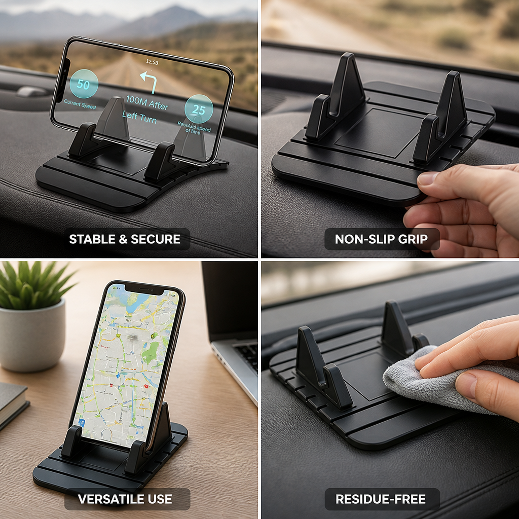 Dashboard Phone Holder Non-Slip Silicone Residue-Free
