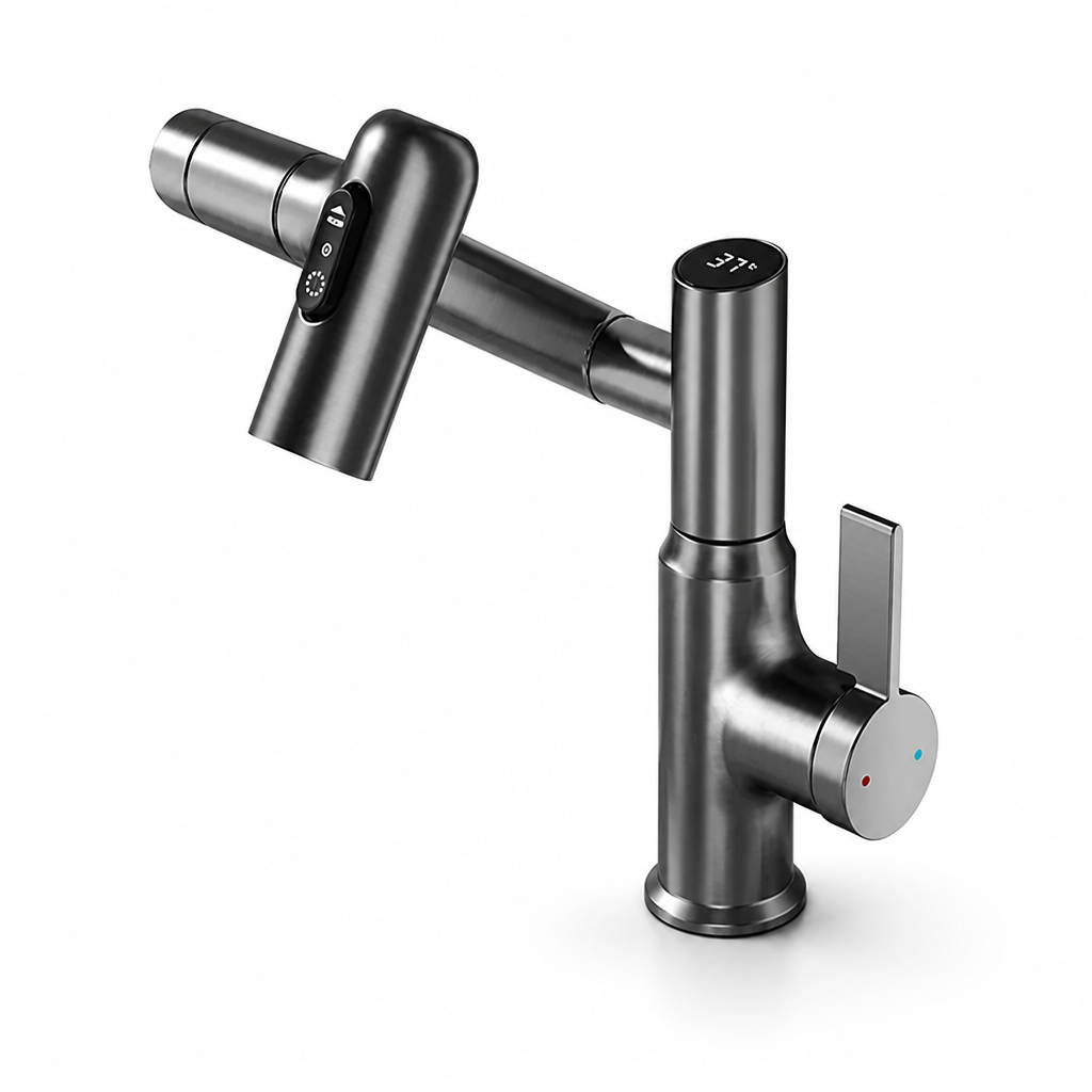 Digital Temperature Display Flexible Spout Basin Faucet