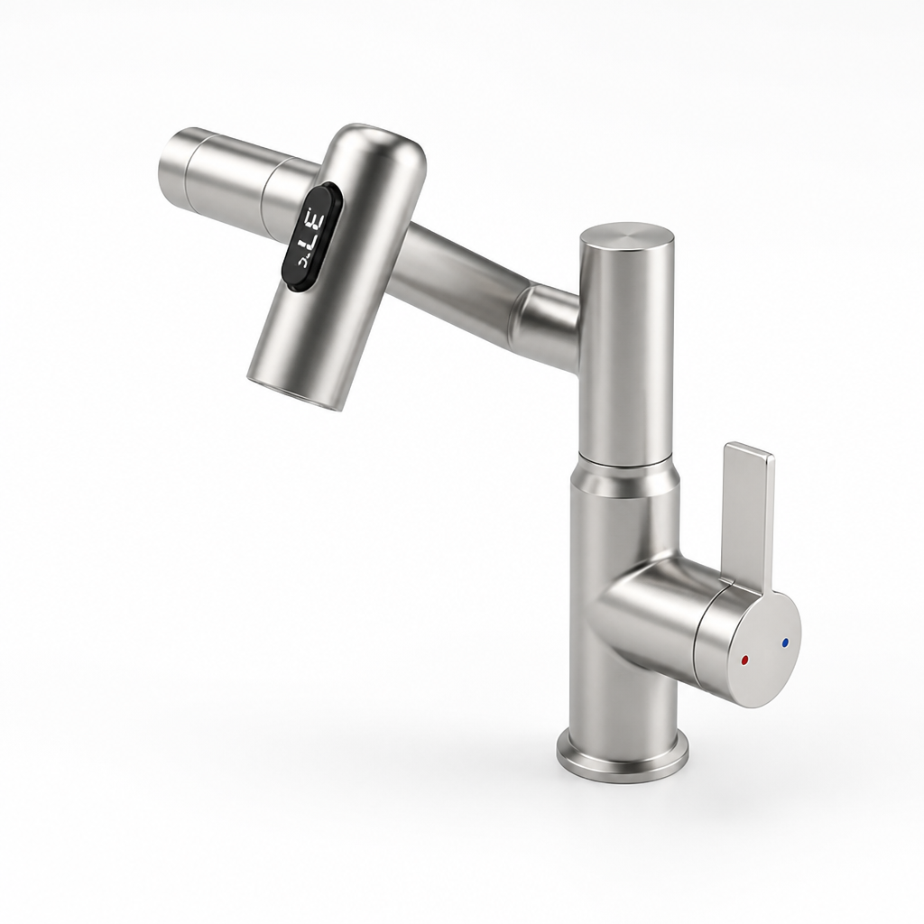 Digital Temperature Display Flexible Spout Basin Faucet