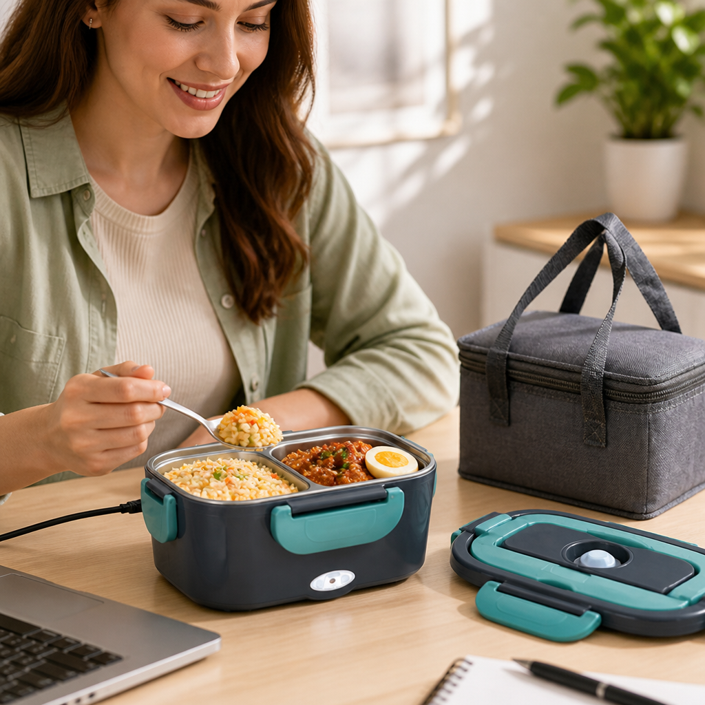 Electric Lunch Box Dual Power & Adjustable Dial Stainless Steel Interior