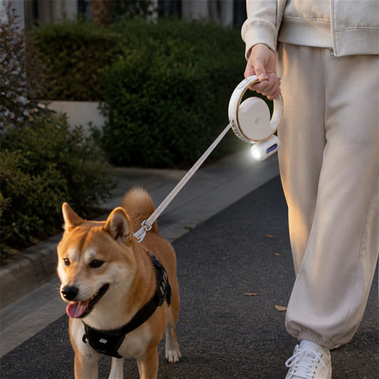 Ergonomic Retractable Dog Leash With LED Light