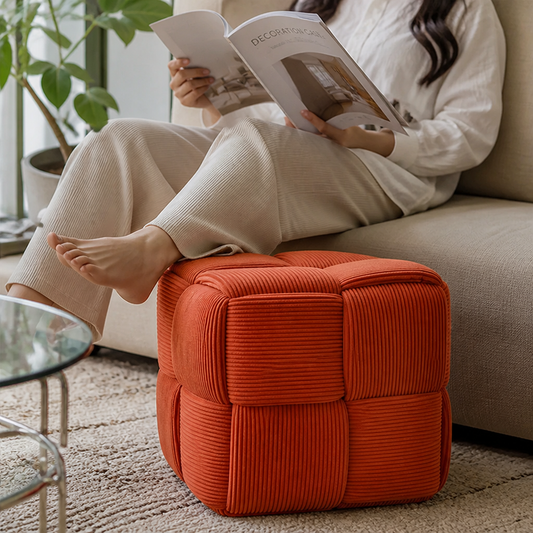 Foam-Filled Corduroy Cube Ottoman